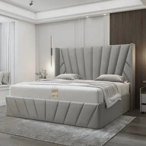 Wingback Upholstered Ottoman Storage Bed Frame made by Bedroomking