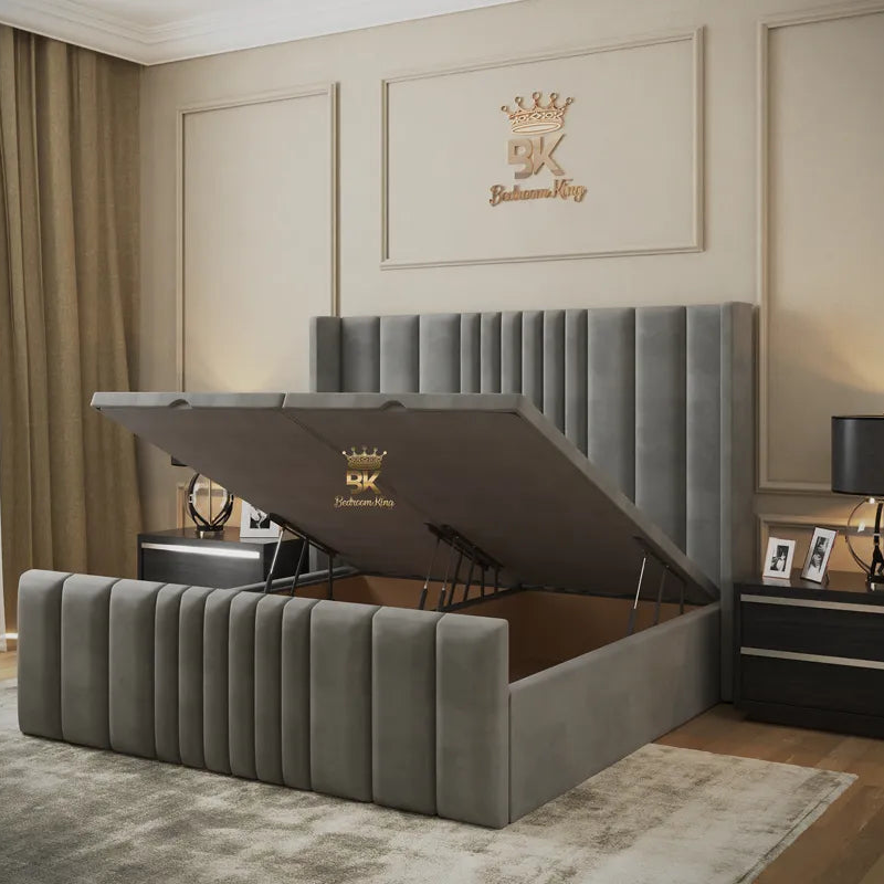 Leymond Panelled Wingback Bed Frame - Bedroomking