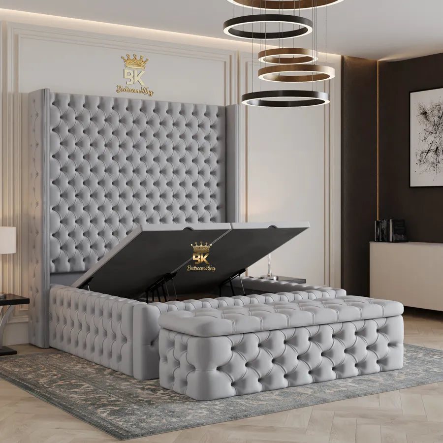Luxurious Wingback Bed Frame 80" (6ft6) Headboard - Bedroomking