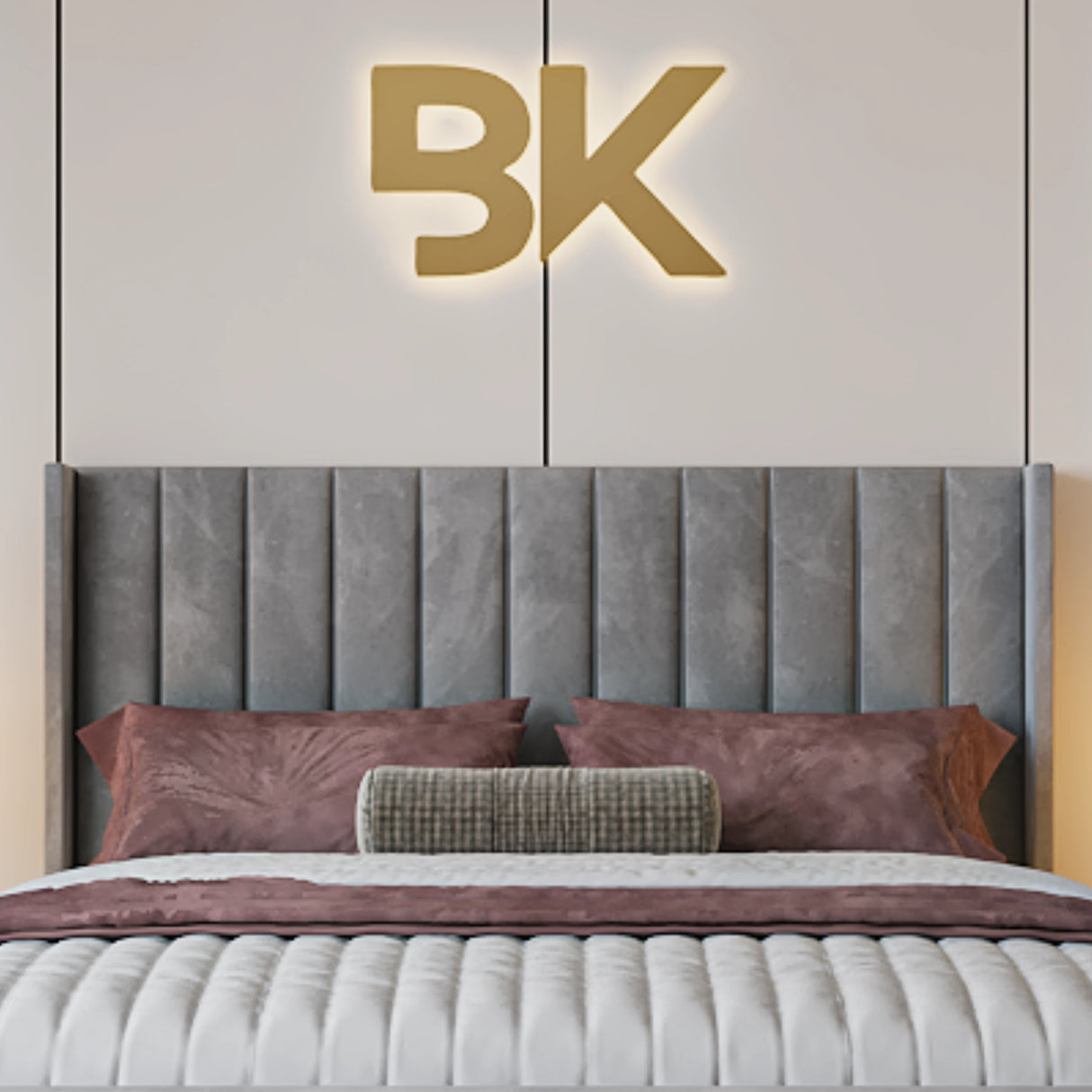 Grey wingback 54" high headboard