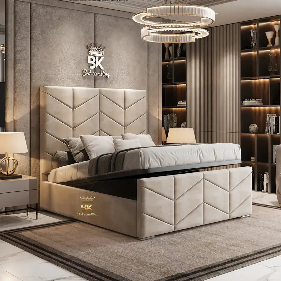 Luxury Fabric Ottoman Storage Bed Frame made by Bedroomking