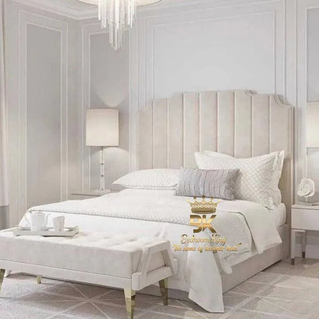 Lacey Art Deco Bedframe Pictured With Tall Headboard - Bedroomking
