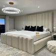Lucy High End Bed Frame Pictured With Tall 90" (7ft5) Headboard - Bedroomking