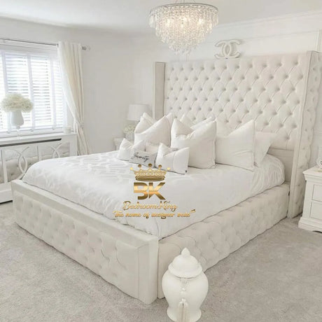 Wingback Bed Frame 75" Tall Headboard - Bedroomking