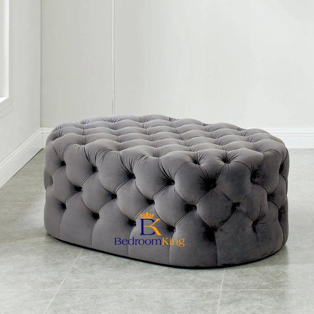 Harrington Oval Chesterfield Pouffe Footstool - Bedroomking
