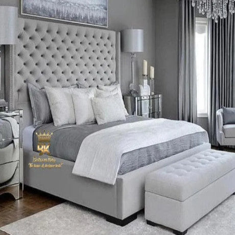 Hilton Luxury Upholstered Wingback Bed Frame - Bedroomking