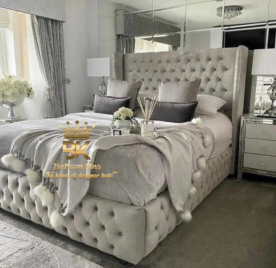 Vera Luxurious Chesterfield Wingback Bed Frame - Bedroomking