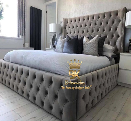 Alia Luxury Chesterfield Wingback Bed Frame - Bedroomking