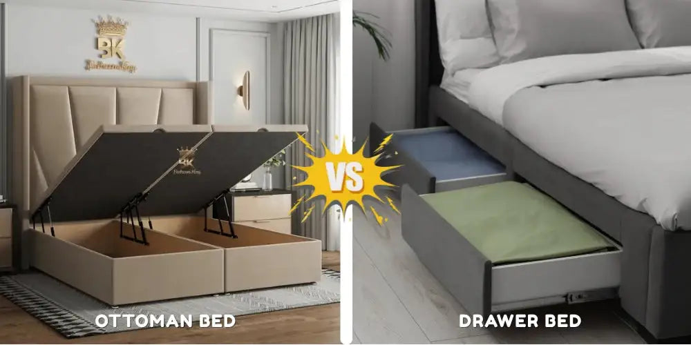 Image showing Ottoman bed vs Drawers difference
