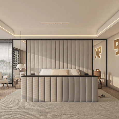 Wall panel headboard storage bed frame with mirrors made by Bedroomking