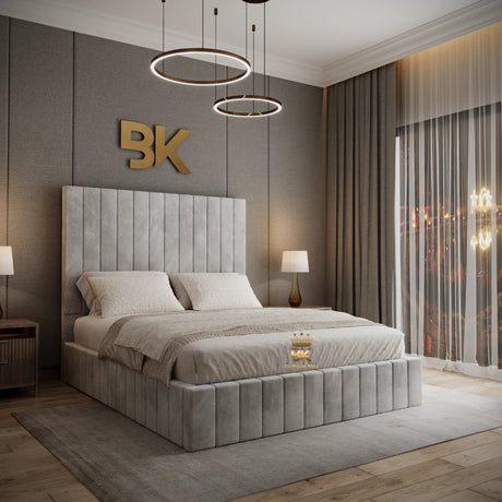 Lunar 2026 full panel bed frame with optional ottoman storage.