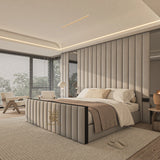 Wall panel bed frame with mirrors and storage options made by Bedroomking