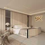Mirror wall panel king size bed frame made by Bedroomking