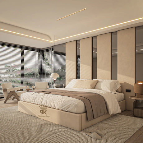 King Size Storage Bed Set with High Panel & Mirror made by Bedroomking