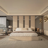 Luxury wall panels with mirrors in cream plush made by Bedroomking