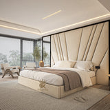 King size storage bed frame with mirror wall panel made by Bedroomking