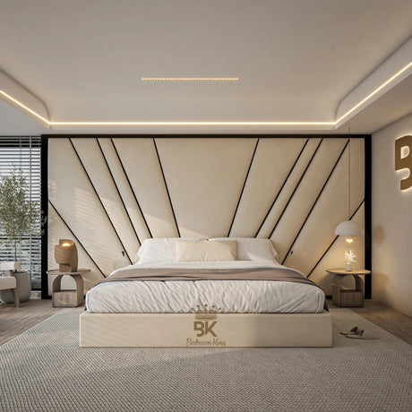 Oversized Wall Panel Storage Bed Frame made by Bedroomking