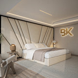 Wall panel storage bed set in king size made by Bedroomking