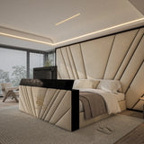 TV bed with metal gas lift storage made by Bedroomking