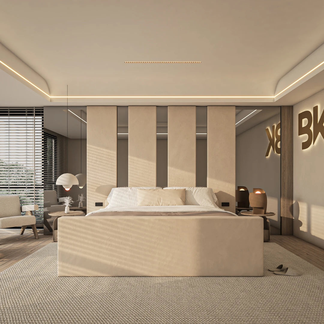 Tall Panel Bed Set with high footboard made by Bedroomking