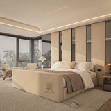 Mirror wall panel double storage bed made by Bedroomking