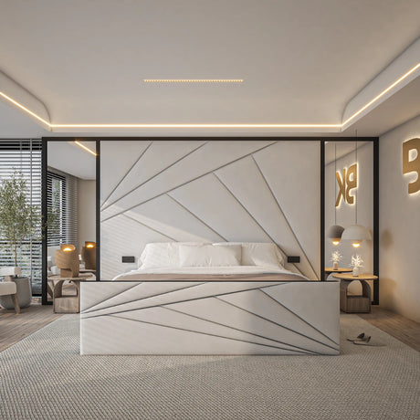 Mirror wall panel with king size ottoman storage made by Bedroomking