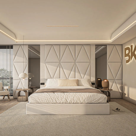 Warwick Bed with High Panel + Mirror made by Bedroomking