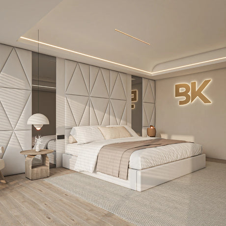 Modern wall panels ottoman storage bed made by Bedroomking