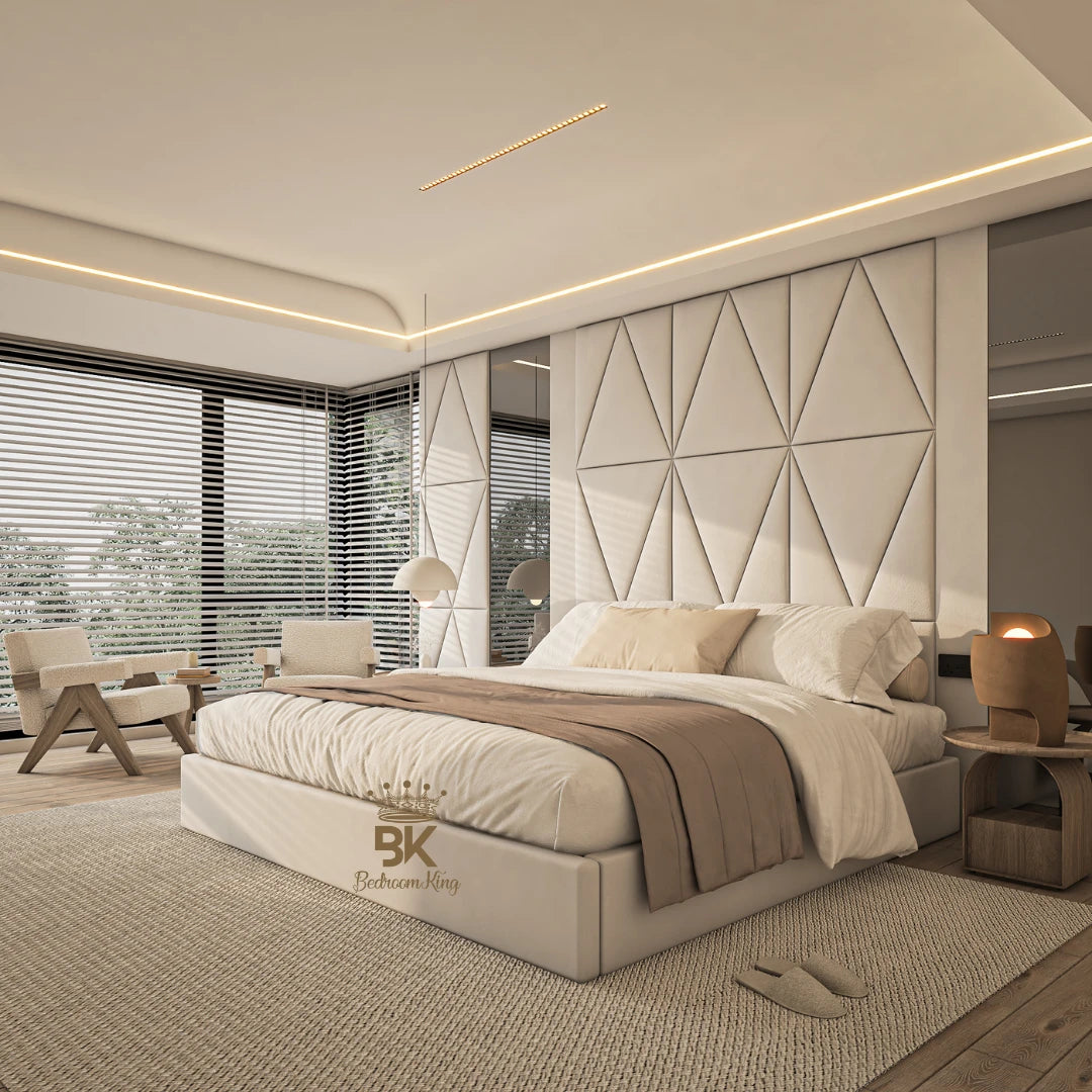 Ottoman storage bed set + Mirror wall panel made by Bedroomking