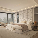 Ottoman storage bed set + Mirror wall panel made by Bedroomking