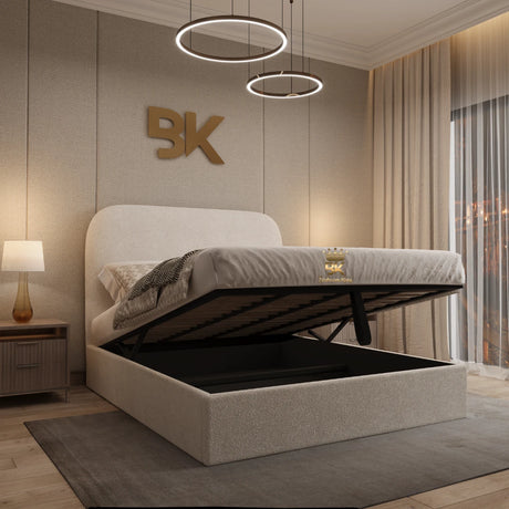 Melbourne Upholstered Bed - metal gas storage
