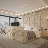 Wall panel TV king size bed frame with mirrors made by Bedroomking