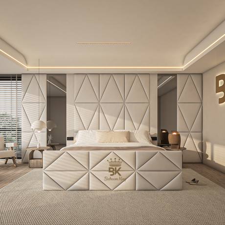 Camden Wall Panel Storage Bed Set in cream colour made by Bedroomking