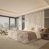 King size bed set with mirror wall panels made by Bedroomking