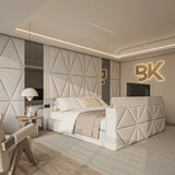 Modern wall panel storage TV bed set made by Bedroomking