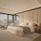 Tall wall panel with mirrors and king size storage made by Bedroomking