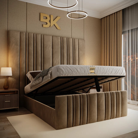Oversized Headboard Luxury Bed With Optional Ottoman Storage