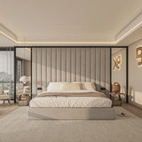 Ashby Bed with High Headboard + Storage Mirror Bed