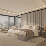 Wall panel headboard storage bed set + mirrors made by Bedroomking