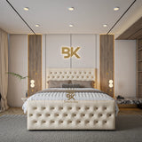 Albion Divan Drawer Storage Bed With Buttons - King Size Bed Frame