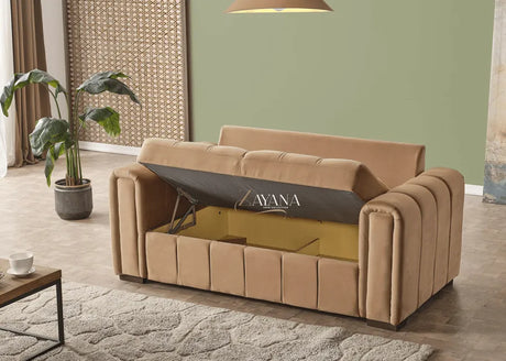 Euphoria 3 Seater Sofa Bed + 2 Seater Storage Sofa 3+2 Mink - Bedroomking