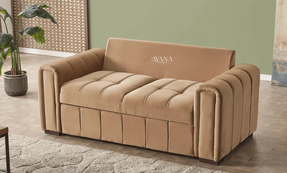 Euphoria 3 Seater Sofa Bed + 2 Seater Storage Sofa 3+2 Mink - Bedroomking