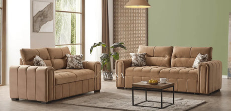 Euphoria 3 Seater Sofa Bed + 2 Seater Storage Sofa 3+2 Mink - Bedroomking