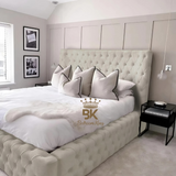 Monarch Bed Frame With Chesterfield Upholstery - Black Crushed Velvet