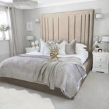 Evie White Velvet Bed Frame Tall 75" (6ft2) Headboard