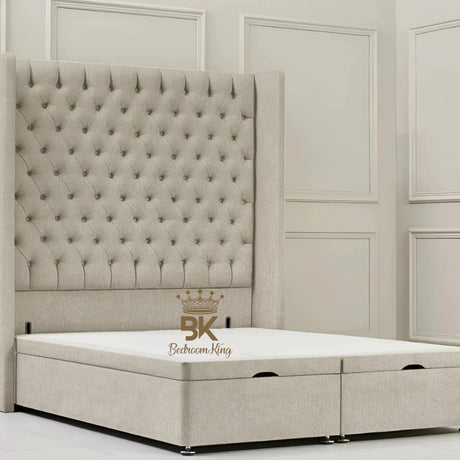 Canterbury Wingback Ottoman Divan Storage Bed - Black Crushed Velvet