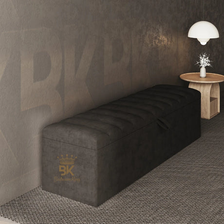 Arabella Panel Ottoman Blanket Box in slate plush