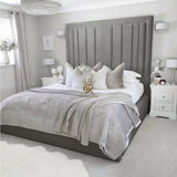 Evie White Velvet Bed Frame Tall 75" (6ft2) Headboard