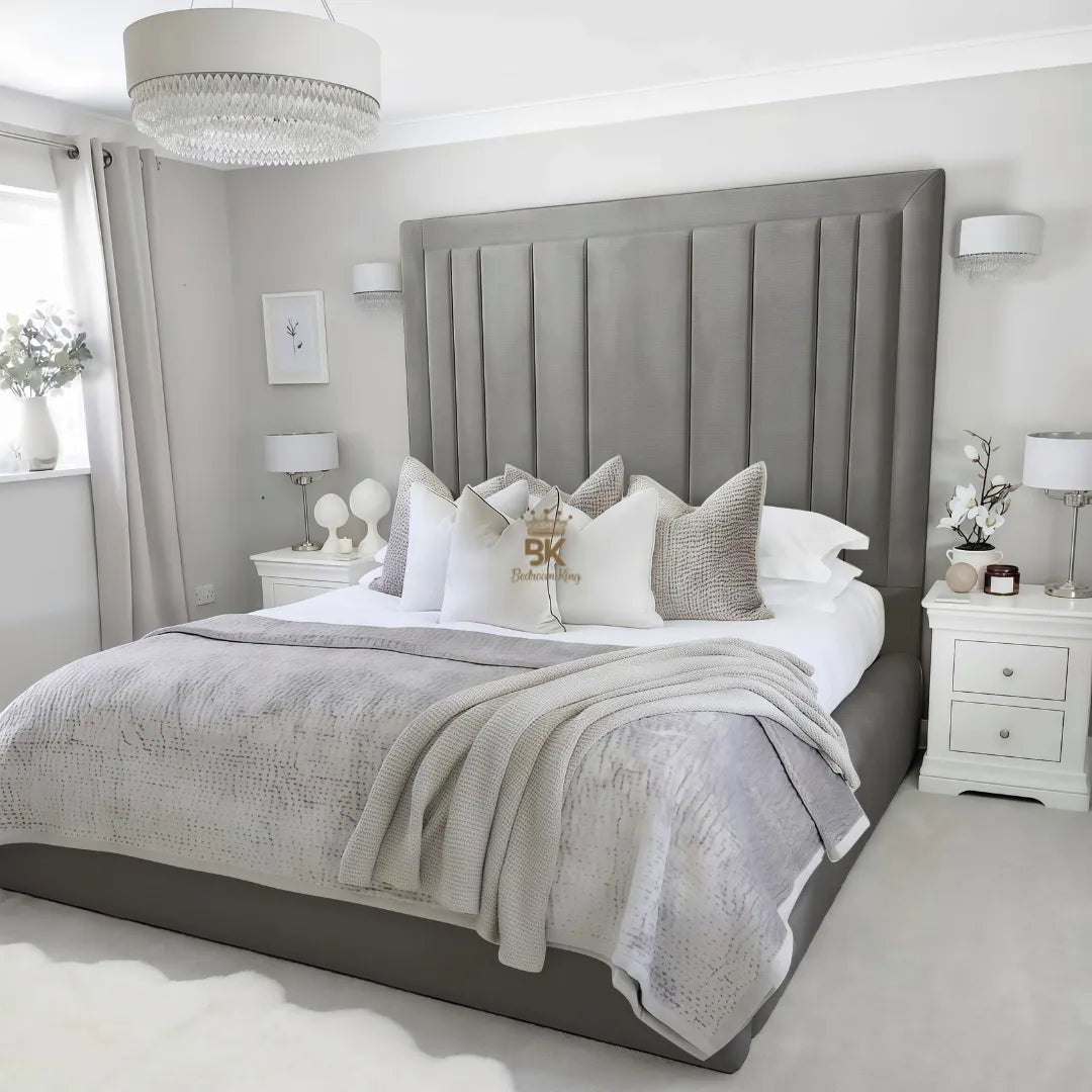 Evie Bed Frame 75" (6ft2) Tall Headboard - Mink Coniston