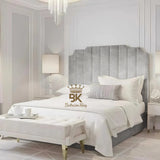 Lacey Art Deco Bedframe Pictured With Tall Headboard